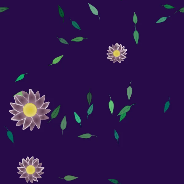 Belle Composition Avec Des Fleurs Colorées Simples Des Feuilles Vertes — Image vectorielle