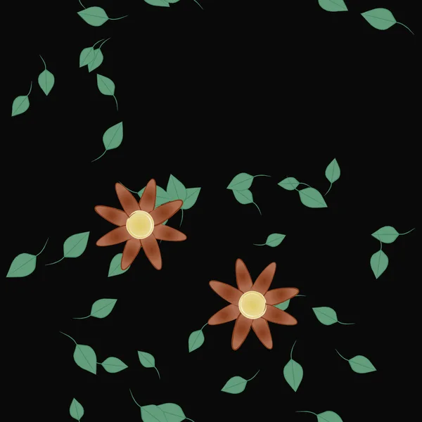 Follaje Flores Flores Florecen Fondo Pantalla Vector Ilustración — Vector de stock