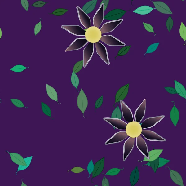 Vector Patrón Sin Costura Con Flores Hojas — Vector de stock