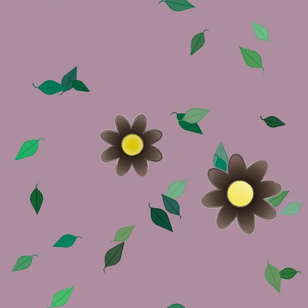 Vector Patrón Sin Costura Con Flores Hojas — Vector de stock