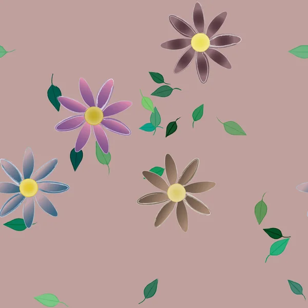 Seamless Flowers Bloom Wallpaper Vector Illustration Beautiful Botanical Background — Stock Vector