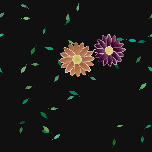 Vector Naadloos Patroon Met Bloemen Bladeren — Stockvector