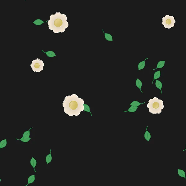 Motif Sans Couture Vectoriel Avec Des Fleurs Des Feuilles — Image vectorielle