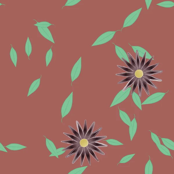 Motif Sans Couture Vectoriel Avec Des Fleurs Des Feuilles — Image vectorielle