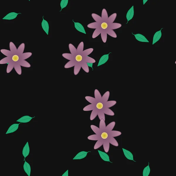 Motif Sans Couture Vectoriel Avec Des Fleurs Des Feuilles — Image vectorielle