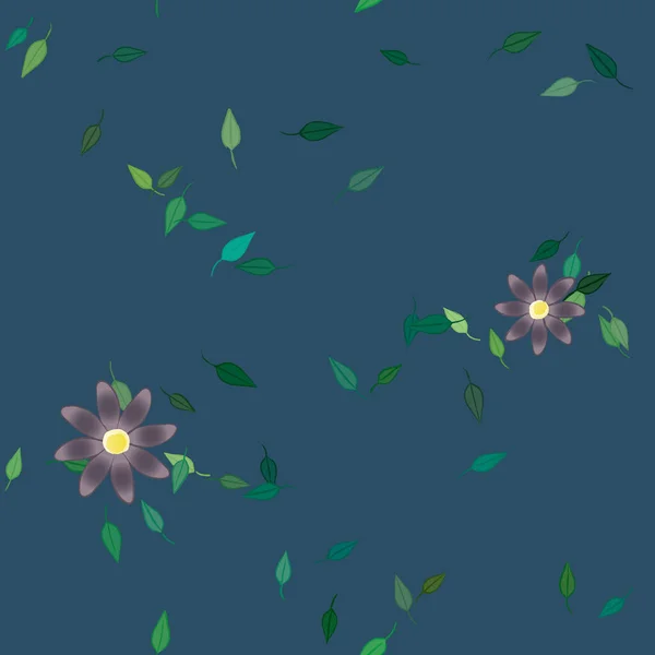 Belle Composition Avec Des Fleurs Colorées Simples Des Feuilles Vertes — Image vectorielle