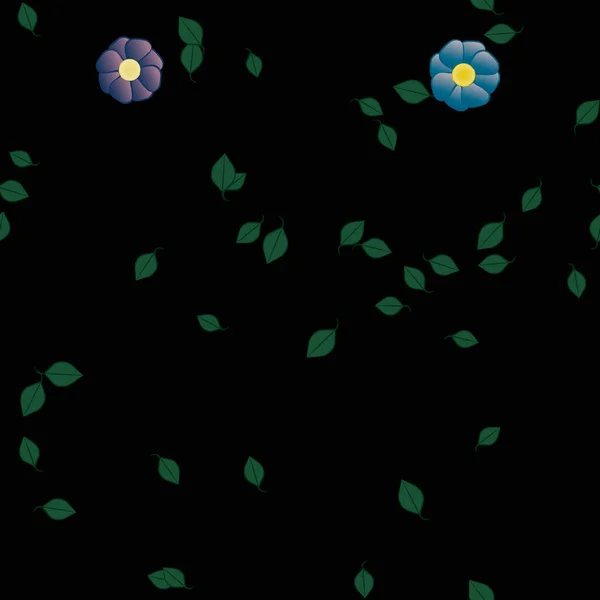 Krásná Kompozice Jednoduchými Barevnými Květy Zelenými Listy Monochromatickém Pozadí Vektorová — Stockový vektor