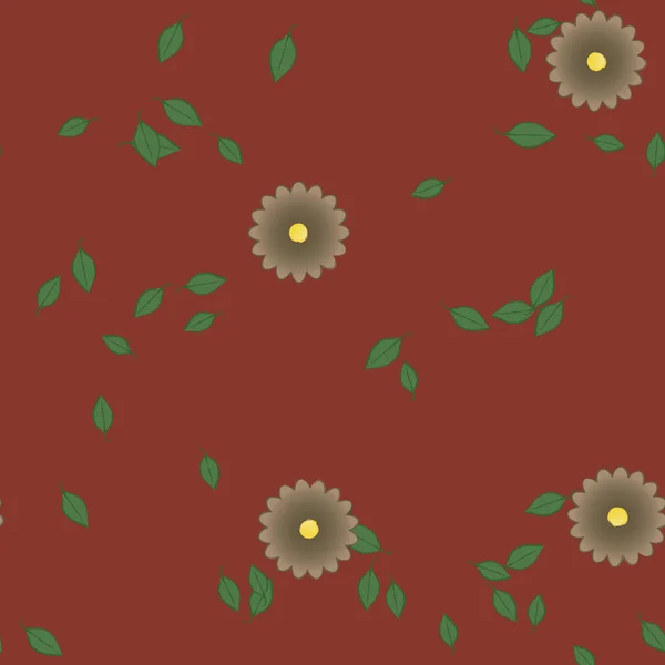 Motif Sans Couture Vectoriel Avec Des Fleurs Des Feuilles — Image vectorielle