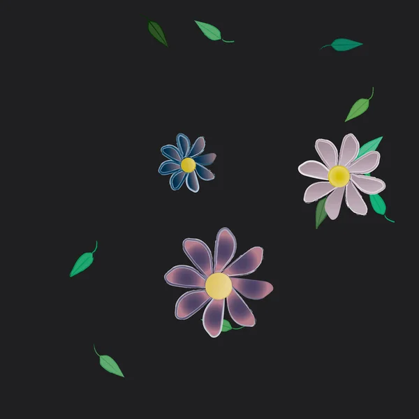 Vector Patrón Sin Costura Con Flores Hojas — Vector de stock