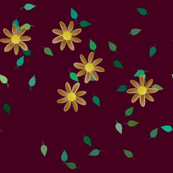 Hermosa Composición Con Flores Colores Simples Hojas Verdes Fondo Monocromo — Archivo Imágenes Vectoriales