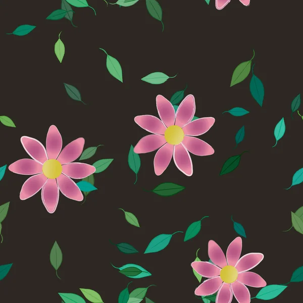 Follaje Flores Flores Florecen Fondo Pantalla Vector Ilustración — Vector de stock