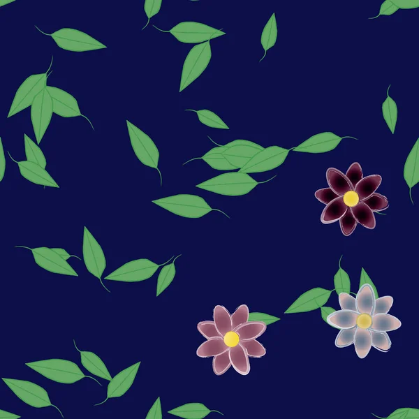 Motif Sans Couture Vectoriel Avec Des Fleurs Des Feuilles — Image vectorielle