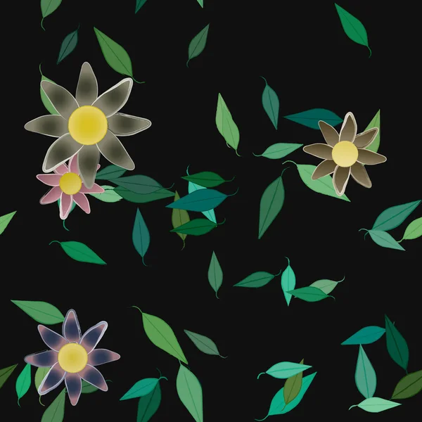 Güzel Botanik Çiçek Desenli Arka Plan Çiçek Vektör Çizimi — Stok Vektör