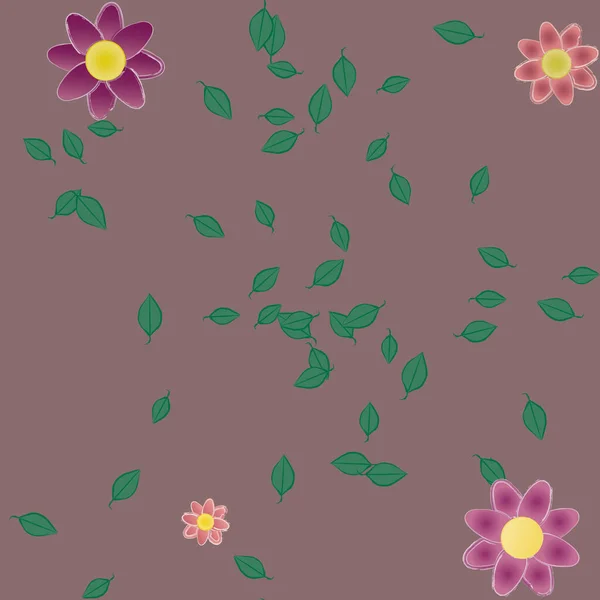 Vector Seamless Pattern Flowers Leaves — Stock Vector