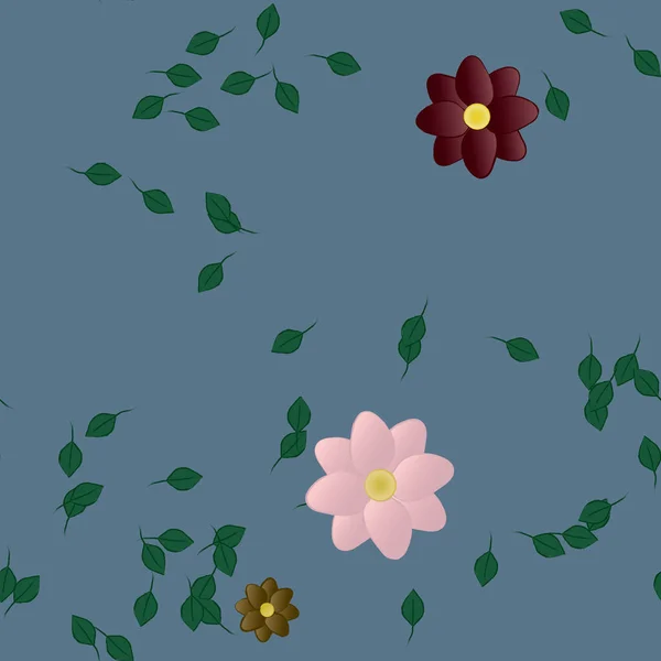 有花朵和叶子的病媒无缝图案 — 图库矢量图片