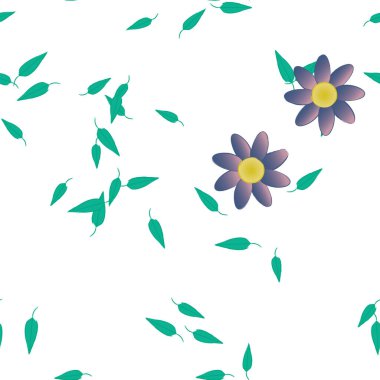 Çiçekler ve yapraklarla kusursuz bir desen.