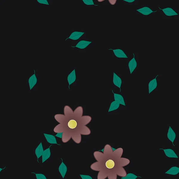 Composição Bonita Com Flores Coloridas Simples Folhas Verdes Fundo Monocromático —  Vetores de Stock