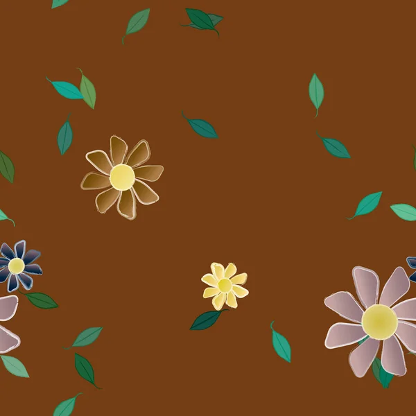 Follaje Flores Flores Florecen Fondo Pantalla Vector Ilustración — Vector de stock