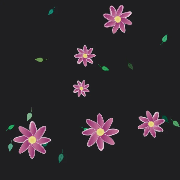 Vector Seamless Pattern Flowers Leaves — Stock Vector