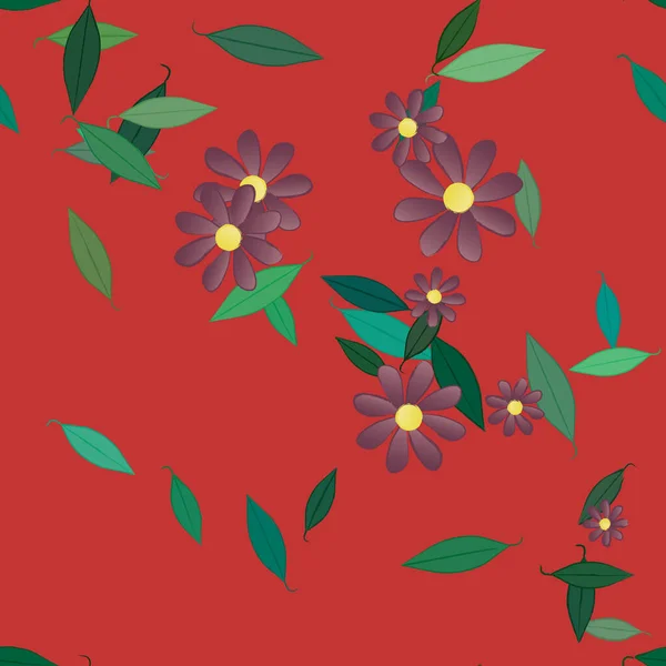 Motif Sans Couture Vectoriel Avec Des Fleurs Des Feuilles — Image vectorielle