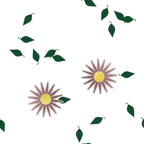 Vector Patrón Sin Costura Con Flores Hojas — Vector de stock