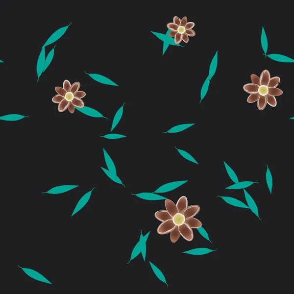 Vector Naadloos Patroon Met Bloemen Bladeren — Stockvector