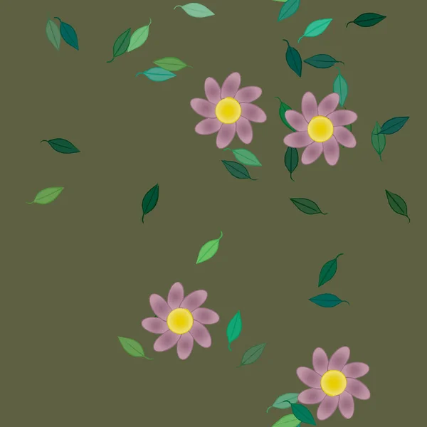 Vector Seamless Pattern Flowers Leaves — Stock Vector