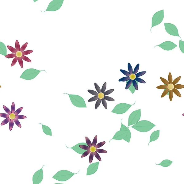 Fundo Botânico Floral Flores Ilustração Vetorial — Vetor de Stock