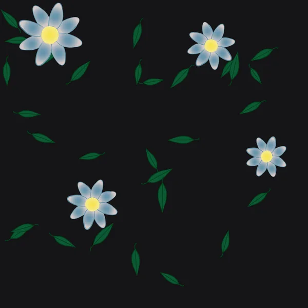 Vektor Sömlöst Mönster Med Blommor Och Blad — Stock vektor