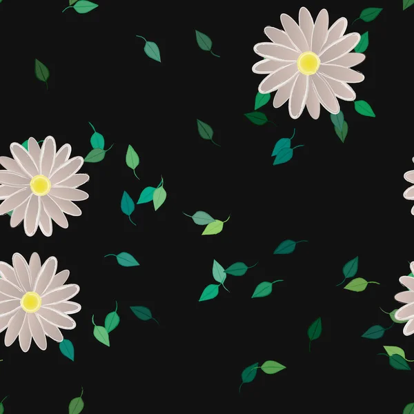 Λουλούδια Διανυσματική Απεικόνιση Όμορφο Βοτανικό Υπόβαθρο — Διανυσματικό Αρχείο