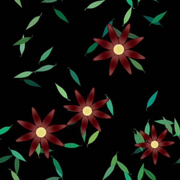 Follaje Fondo Botánico Flores Vector Ilustración — Vector de stock