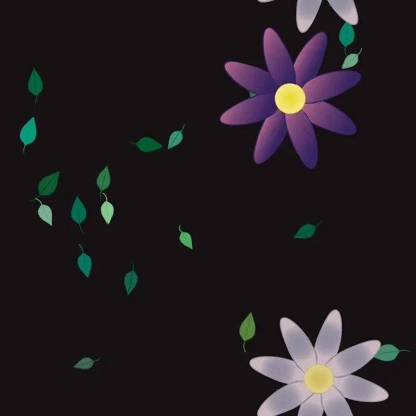 Follaje Flores Flores Florecen Fondo Pantalla Vector Ilustración — Archivo Imágenes Vectoriales