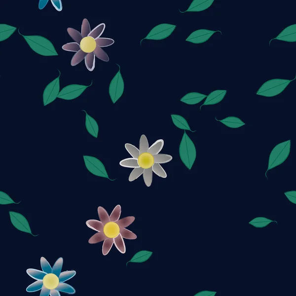 Follaje Flores Flores Florecen Fondo Pantalla Vector Ilustración — Vector de stock