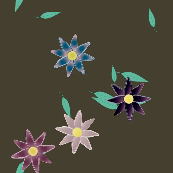 Fond Feuillage Sans Couture Fleurs Fleur Papier Peint Illustration Vectorielle — Image vectorielle