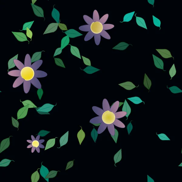 Feuillage Fleuri Papier Peint Fleuri Fleurs Illustration Vectorielle — Image vectorielle