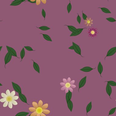 Çiçek yaprakları, çiçekler duvar kağıtları, vektör illüstrasyonları..