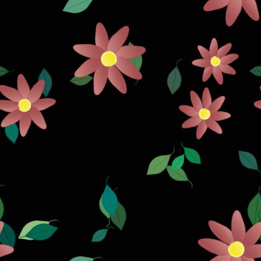 Çiçek yaprakları, çiçekler duvar kağıtları, vektör illüstrasyonları..