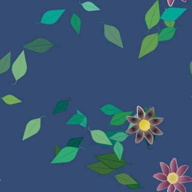 Çiçekler çiçek açan duvar kağıtları, çiçek açan yapraklar, vektör illüstrasyonu