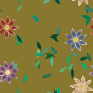 Çiçekler çiçek açan duvar kağıtları, çiçek açan yapraklar, vektör illüstrasyonu