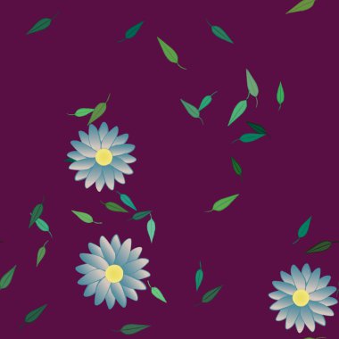 Botanik çiçekler duvar kağıdı açar, vektör illüstrasyonu