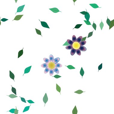 Çiçekler çiçek açan duvar kağıtları, çiçek açan yapraklar, vektör illüstrasyonu