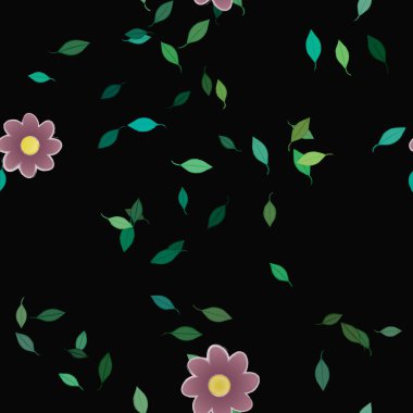 Çiçekler çiçek açan duvar kağıtları, çiçek açan yapraklar, vektör illüstrasyonu