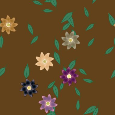 Çiçekler çiçek açan duvar kağıtları, çiçek açan yapraklar, vektör illüstrasyonu