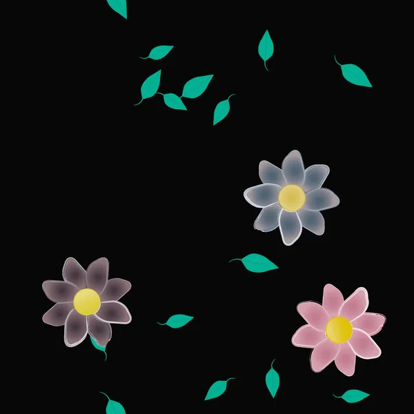 Feuillage Fleuri Papier Peint Fleuri Fleurs Illustration Vectorielle — Image vectorielle