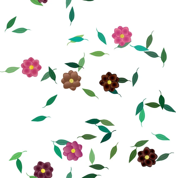 Follaje Flores Flores Florecen Fondo Pantalla Vector Ilustración — Vector de stock