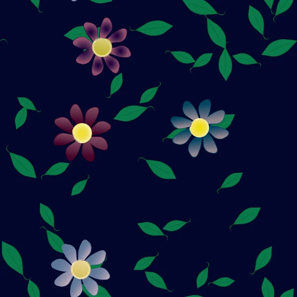 Feuillage Fleuri Papier Peint Fleuri Fleurs Illustration Vectorielle — Image vectorielle