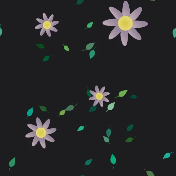 Bezszwowe Tło Liści Kwiat Kwiaty Kwitną Tapety Wektor Ilustracja — Wektor stockowy