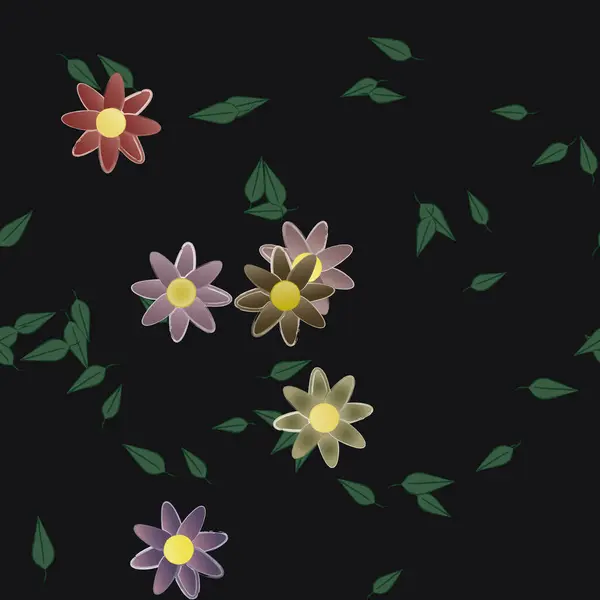 Flori Înfloresc Tapet Frunziș Flori Ilustrație Vectorială — Vector de stoc