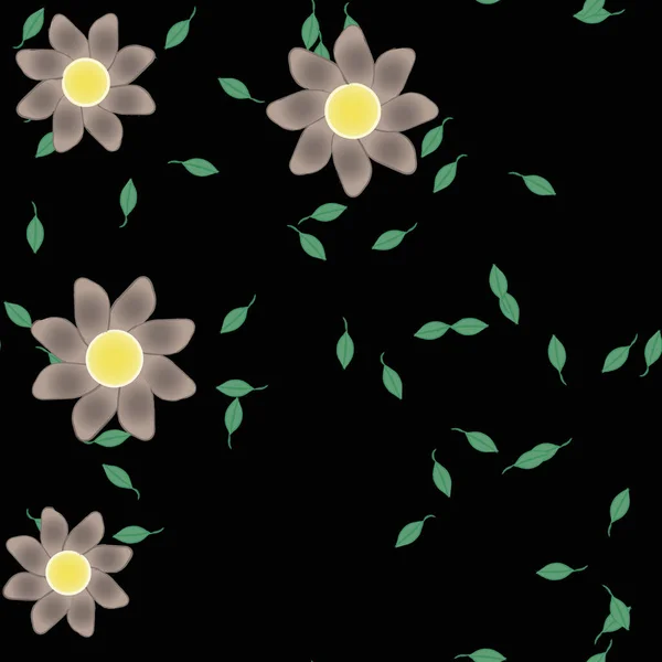 Follaje Flores Flores Florecen Fondo Pantalla Vector Ilustración — Vector de stock