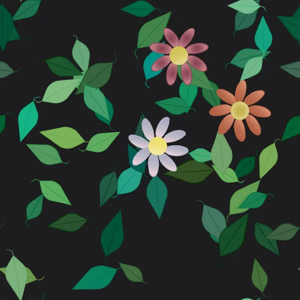 Blomma Blad Blommor Blomma Tapet Vektor Illustration — Stock vektor